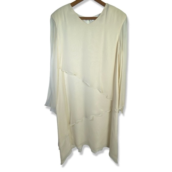 ⭐️VINTAGE Holly Harp for Bergdorf Goodman Silk Chiffon 70s Tiered Shift Dress - Picture 2 of 14